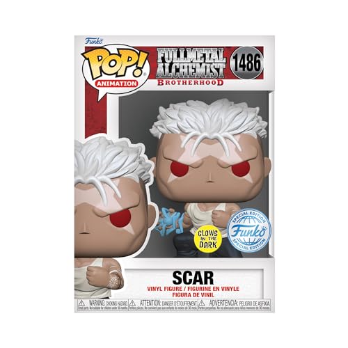 Funko POP! Animation: FMA: B - Scar - Brilla En La Oscuridad - Full Metal Alchemist: Brotherhood - Exclusivo De Amazon - Figuras Miniaturas Coleccionables Para Exhibición - Idea De Regalo