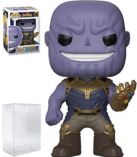 Funko Pop! Marvel: Avengers Infinity War - Figura de vinilo de Thanos (con funda protectora de caja de pop)