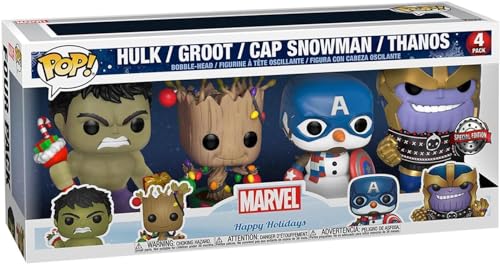 Funko Pop! Marvel: Holiday - Hulk, Groot, Captain America Snowman and Thanos - 4PK - Marvel Comics - Cómics Marvel - Figura de Vinilo Coleccionable - Idea de Regalo- Mercancia Oficial