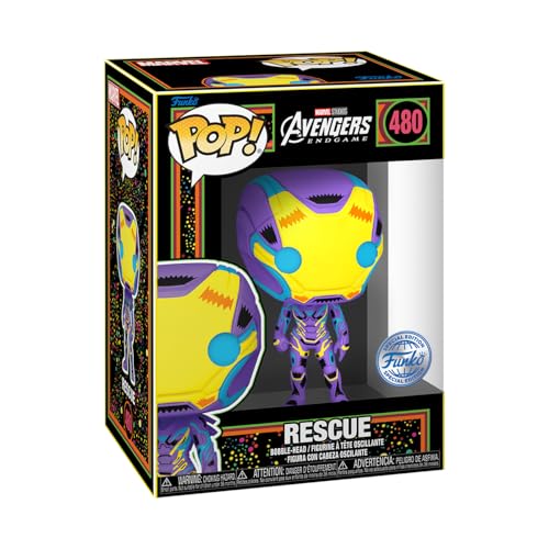 Funko Pop! & tee: Marvel Blacklight - Rescue S - Small - (S) - Camiseta, Franela - Ropa con Figura de Vinilo Coleccionable - Idea de Regalo - Juguetes y Camiseta de Manga Corta para Adultos Hombres