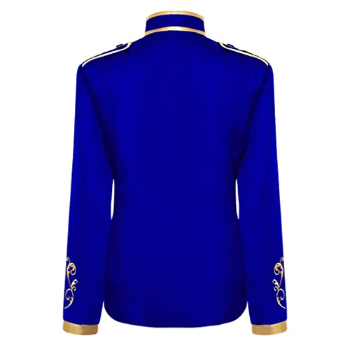 FYMNSI Disfraz de príncipe para hombre, chaqueta gótica, steampunk, abrigo para hombre, esmoquin, traje festivo medieval, chaqueta retro victoriana, azul cobalto, M