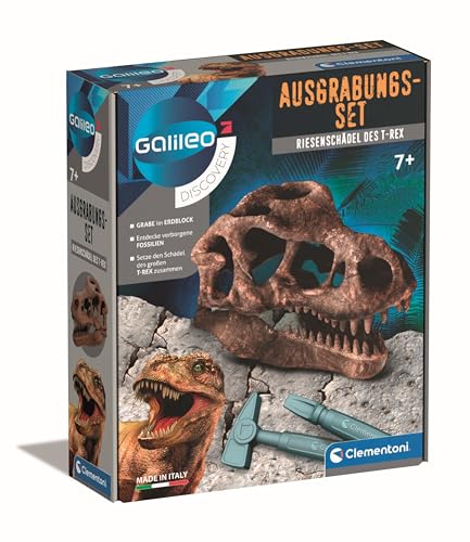 Galileo Discovery 59329 - Kit de excavación de cráneo Gigante del T-Rex, Dinosaurio Fosiles como Juguete para niños a Partir de 7 años Clementoni