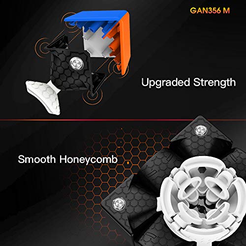 GAN 356 M con GES Extra, 3x3 Cubo Mágico Speed Puzzle de Gans Magnético Cube Juguete Rompecabezas Regalo (Standard)