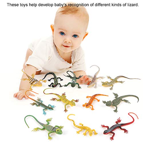 Garosa 12 Unids/Set Lagarto Juguetes para Niños, Simulado Jungle Animal Figura de Acción Juego Set Plástico Temprano Herramienta Educativa Suministros de Fiesta para Niños