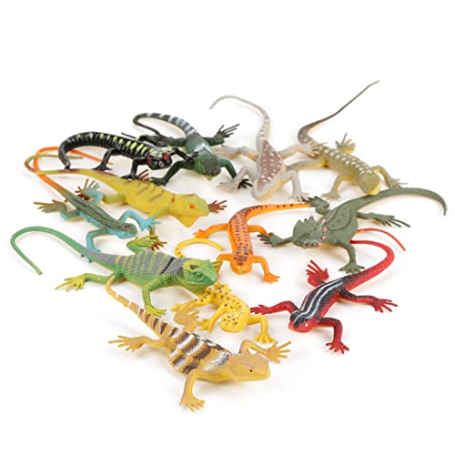 Garosa 12 Unids/Set Lagarto Juguetes para Niños, Simulado Jungle Animal Figura de Acción Juego Set Plástico Temprano Herramienta Educativa Suministros de Fiesta para Niños