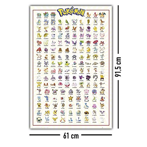 GBEye Pokemon - Póster Kanto 151 alemán (91,5 x 61 cm)