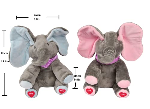 GDYS Peekaboo Elefante música Cubre Ojos bebé Elefante Puede Cantar Peluche eléctrico (Elefante)