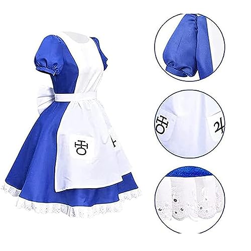 Genérico Adulto Juego Alice Madness Returns Cosplay disfraz Halloween Maid vestidos delantal,Blue-XL