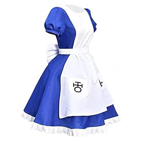 Genérico Adulto Juego Alice Madness Returns Cosplay disfraz Halloween Maid vestidos delantal,Blue-XL