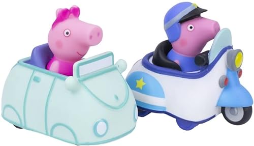 Generisch Peppa Pig y sus amigos Mini Flitzer, 8 diseños diferentes – Buggies con ruedas correctas (Schorsch Policía Roller)