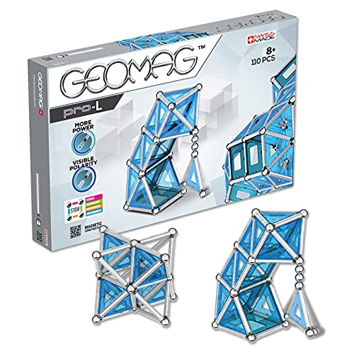 Geomag 024 PRO-L Building Set, Blue and Silver Metal, 110 Pieces