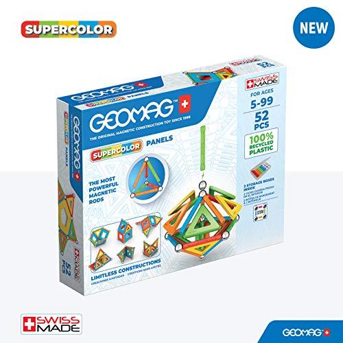 Geomag - Supercolor Magnetic Constructions for Kids, Magnetic Toy, Green Collection 100% Recycled Plastic, 52 Pieces