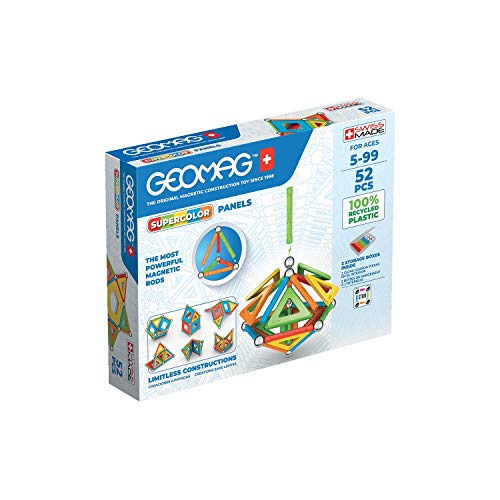 Geomag - Supercolor Magnetic Constructions for Kids, Magnetic Toy, Green Collection 100% Recycled Plastic, 52 Pieces