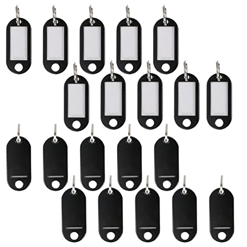 GGISUI Llaveros 20 piezas Llavero Plastico 4,8x2,1x0,3cm Llavero Plastico Negro Llaveros Plastico Con Etiqueta Reutilizable Es Adecuado para Clasificar Artículos para El Hogar Hotel Mascotas Oficinas