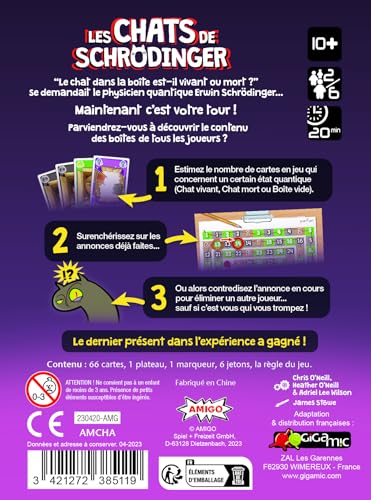 GIGAMIC Les Gats DE Schrodinger – Juego de Bluff Accesible – A Partir de 10 años