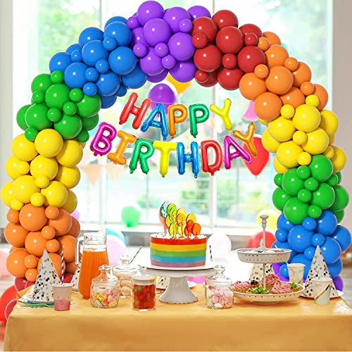 Globos Arcoíris, 120 piezas Guirnalda Globos Cumpleaños Multicolores, 18 12 10 5 Pulgadas Kit Arco de Globos Colores Surtidos Cumpleaños Fiesta Baby Shower Bodas Bautizo Decoración