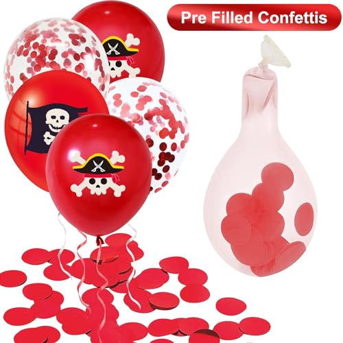 Globos Pirata 42 Pcs,Decoracion Cumpleaños Pirata,12 Pulgadas Globo de Látex,Globos Barco Pirata de Calavera Helio,Piratas Temáticas Fiestas Decoracion,Deco Cumpleaños Infantil