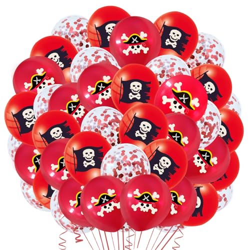 Globos Pirata 42 Pcs,Decoracion Cumpleaños Pirata,12 Pulgadas Globo de Látex,Globos Barco Pirata de Calavera Helio,Piratas Temáticas Fiestas Decoracion,Deco Cumpleaños Infantil