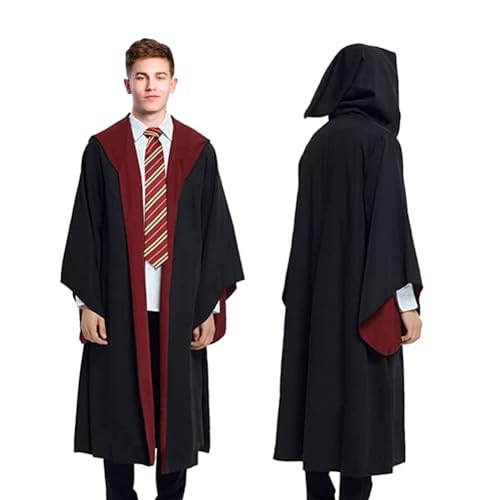 Gohytal Disfraz de túnica de mago, uniforme de Gryffindor, túnica Jedi Granger on varita mágica y corbata,túnica mágica para adultos para Halloween,cosplay,carnaval,disfraz,fiesta,cumpleaños,L