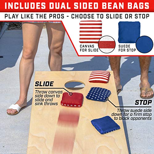 GoSports Juego de 8 pufs de Doble Cara para Cornhole | Slide & Stop Regulation Tournament