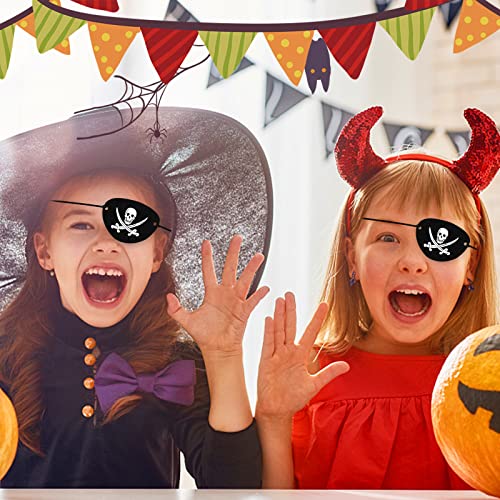 Guaksxi 24 piezas Parches de fieltro para ojos de piratas Máscara de ojos de cosplay de piratas, Parches de ojos de piratas con impresión de calaveras para adultos y niños para fiestas temáticas