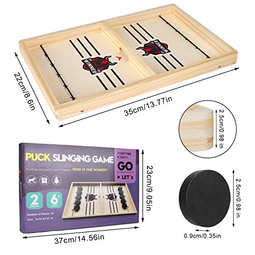 GUBOOM Juego de Mesa de Hockey, Hockey de Mesa, 2 en 1 Juego de Air Hockey para Mesa, Fast Sling Puck Juego Adecuado para la interacción Entre Padres e Hijos Actividades de reunión Familiar (B)