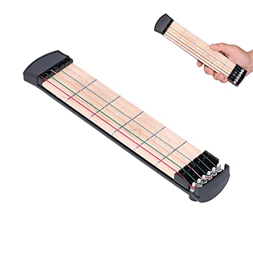 Guitarra de bolsillo, conveniente diapasón de entrenador de acordes de guitarra para amantes de la guitarra para principiantes(Six frets color string pocket guitar, blue)