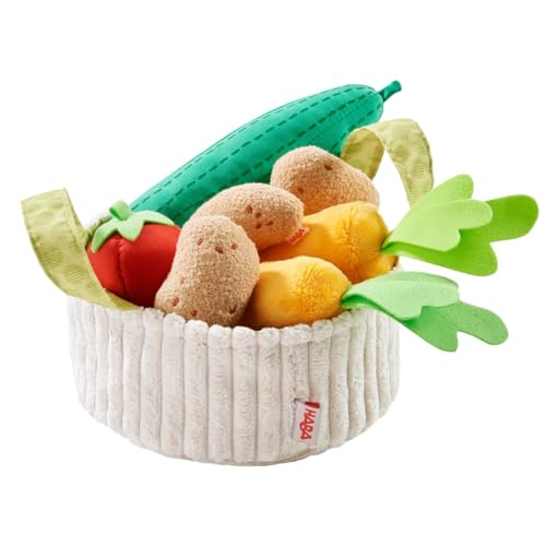 HABA 304230 – Cesta de Verduras, Accesorio para Compra de Carga y niños con Cesta de Cocina, Pepino, Tomate, Zanahorias y Patatas Juguetes de plástico, a Partir de 3 años