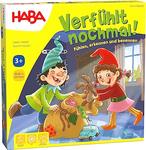 HABA 304508 – Verfühlmal!, Juego de Sentimientos para niños a Partir de 3 años, Juego Educativo con Piezas de Madera Entrena juguetonamente Las Habilidades motoras Finas, reedición del clásico Juego