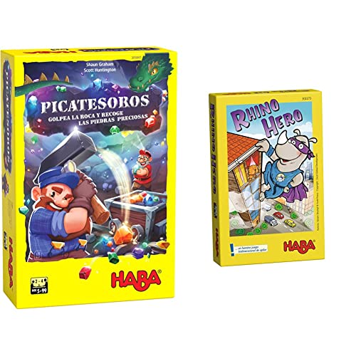 HABA Picatesoros, Juego de destreza a Partir de 5 años + Rhino Hero ESP (302273)