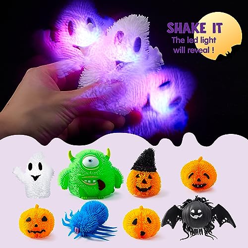 Halloween 12 Piezas Squishy Juguetes Antiestrés Aliviar el Estrés para Niños con LED Que Brillan en la Oscuridad, Juguetes de Fantasma y Calabazas de Halloween