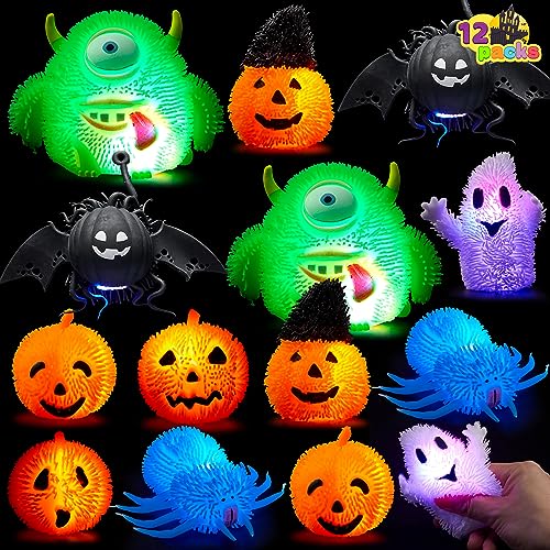 Halloween 12 Piezas Squishy Juguetes Antiestrés Aliviar el Estrés para Niños con LED Que Brillan en la Oscuridad, Juguetes de Fantasma y Calabazas de Halloween