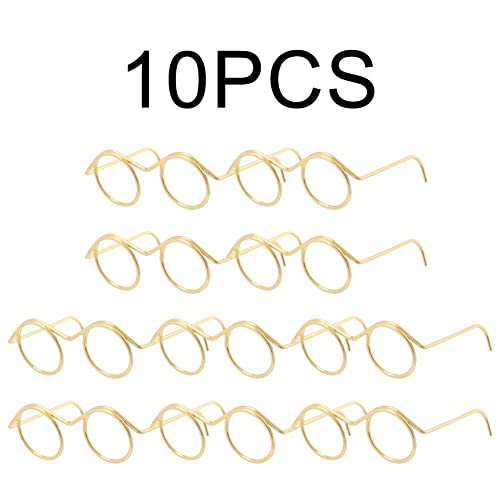 Haowul 10 Par De Gafas De Muñecas Pequeñas Alambre De Metal Con Lente Sin Gafas Sin Lentes Vestido De Muñecas De Muñecas Con Anteojos Clásicos De Gafas De Retro Mini Para Manualidades Gafas De Para