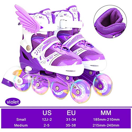 HAOXU Patines en línea iluminadores para niños, patines en línea ajustables con ruedas iluminadas para exteriores e interiores para niños y niñas