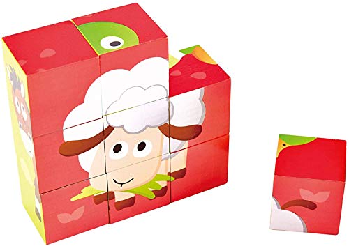 Hape E1618 Multi-Sided Farm Animal Wooden Block Puzzle