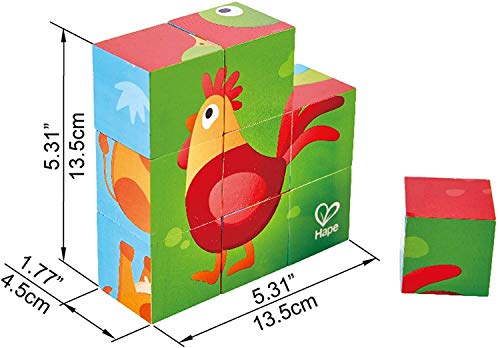 Hape E1618 Multi-Sided Farm Animal Wooden Block Puzzle