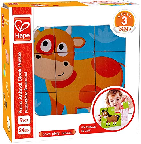 Hape E1618 Multi-Sided Farm Animal Wooden Block Puzzle