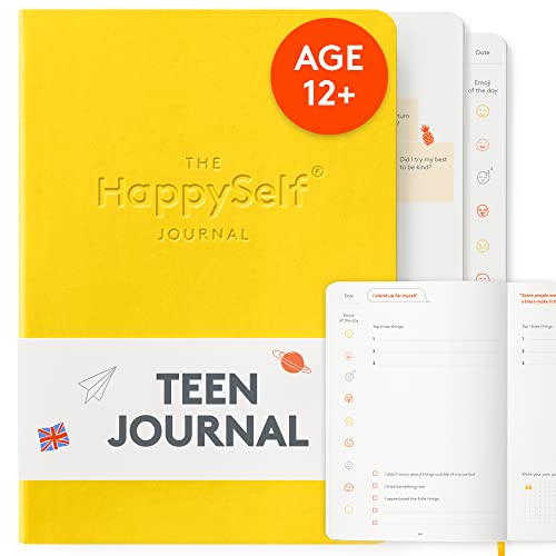 HappySelf The Teen Journal - Un diario para niños mayores de 12 años que fomenta la felicidad y la atención plena, desarrolla hábitos positivos y reduce la ansiedad [Edición inglés] Amarillo