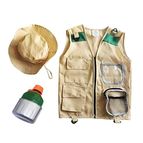 Harilla Conjunto de chaleco y sombrero de carga para niños, kits de explorador para niños, conjunto de disfraz de explorador para niños pequeños