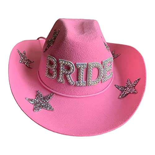 Harilla Moda Western Cowboy Hats Sunhat Casual Preppy Hat Mujeres Hombres Fedoras Gorras Jazz Top Hat para Juego de Roles Prom Halloween Fancy Dress, Rosado