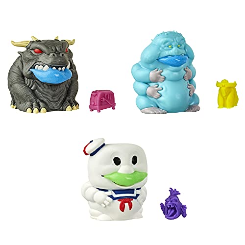 Hasbro Ghostbusters Ecto-Plasm Ghost Gushers, paquete de 3 figuras coleccionables exprimibles con ecto-plasma y mini figuras misteriosas para niños a partir de 4 años, F0096, blanco