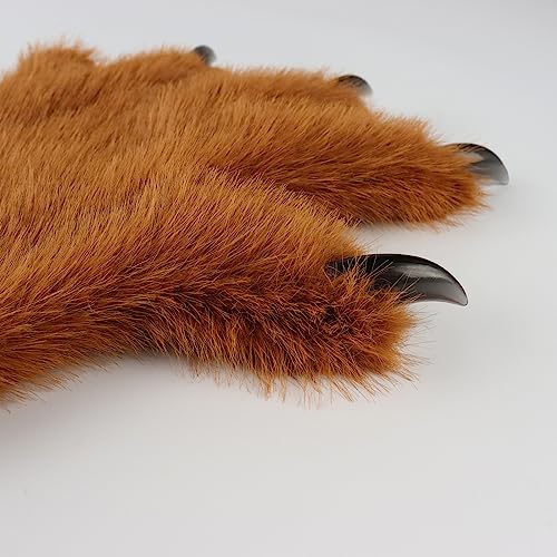 hbbhml Guantes de garra de pata de animal lindo gato zorro oso de peluche Halloween Navidad correr cosplay disfraz invierno guantes, Marrón, talla única