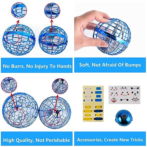 Herefun Juguetes de Bola voladora, Mini Drone Bola Voladora, Juguetes Voladores Controlados A Mano, Magic Volar Juguetes Rotación de 360 ° y Luces LED para Niños Regalo al Aire Libre Interior (Azul)