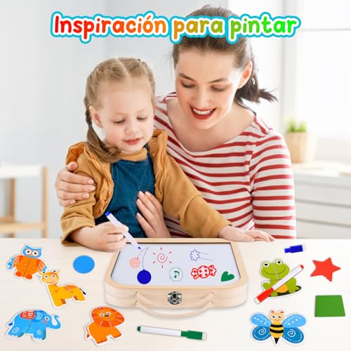 Hereneer Busy Board con LED Botones, Tablero Montessori, Montessori Busy Board Juguete, Sensorial Activity Board de Madera, Juegos Educativos Regalo Bebe Niños Niña 1 2 3 4 Años (Pintura)