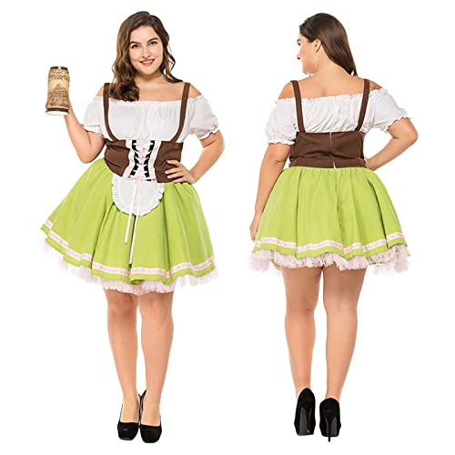 HERSIL Disfraz de bar para mujer, disfraz de cerveza alemana, disfraz de traje nacional, disfraz de carnaval, cosplay de talla grande