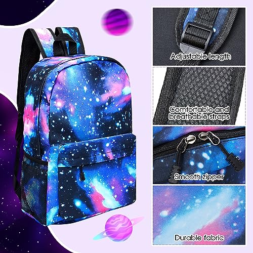 Hestya 3 Piezas Set de Mochila Escolar Grande de 30 L para Adolescentes Mochila de Escuela para Computadora Portátil de 15,6 Pulgadas Bolsa de Hombro Estuche de Lápiz para Niño Viaje (Estilo Galaxia)