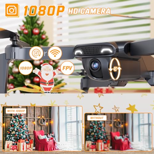 Heygelo S90 Drones con Cámara 1080P para niños, WiFi FPV RC Quadcopter para Principiantes, Modo Sin Cabeza,3 Velocidad,3D Flip,Fotografía Gesto, Modo Órbita, Mini Drone Regalos y Juguetes para Niños