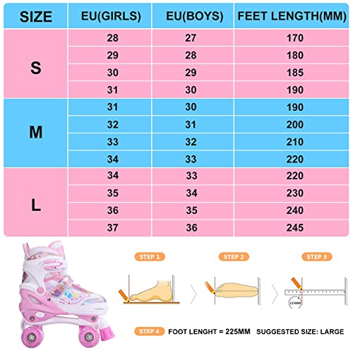 Hikole Patines 4 Ruedas Niño Patines en Paralelo Ajustables Niño Niña Patin con Ruedas Luminosas Patines para Principiantes Tamaño 27-38