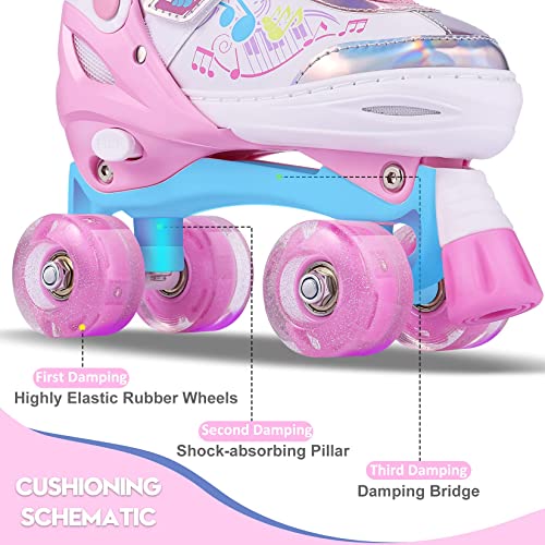 Hikole Patines 4 Ruedas Niño Patines en Paralelo Ajustables Niño Niña Patin con Ruedas Luminosas Patines para Principiantes Tamaño 27-38