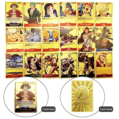 Hilloly One Piece Tarjetas 55 PCS Tarjeta Dorada de Personajes de Animación Piratas Tarjetas Juego de Tarjetas Anime, Cartas Coleccionables, One Piece Golden Cartas Regalos para Niños